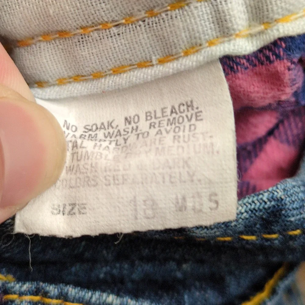 Vtg OshKosh Bgosh Flannel Lined Denim Overalls Blue Pink Plaid Vestbak 18M